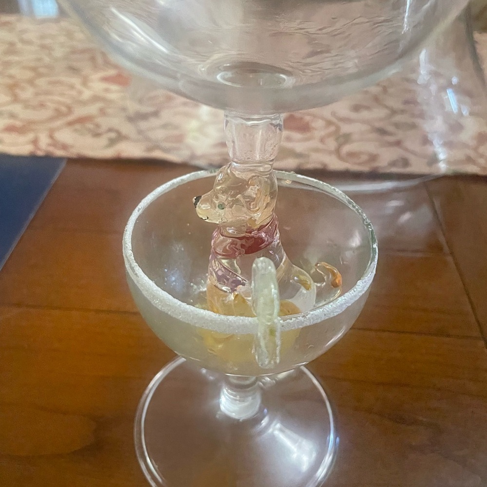 Elegant Glass Goblet with Dog Figurine